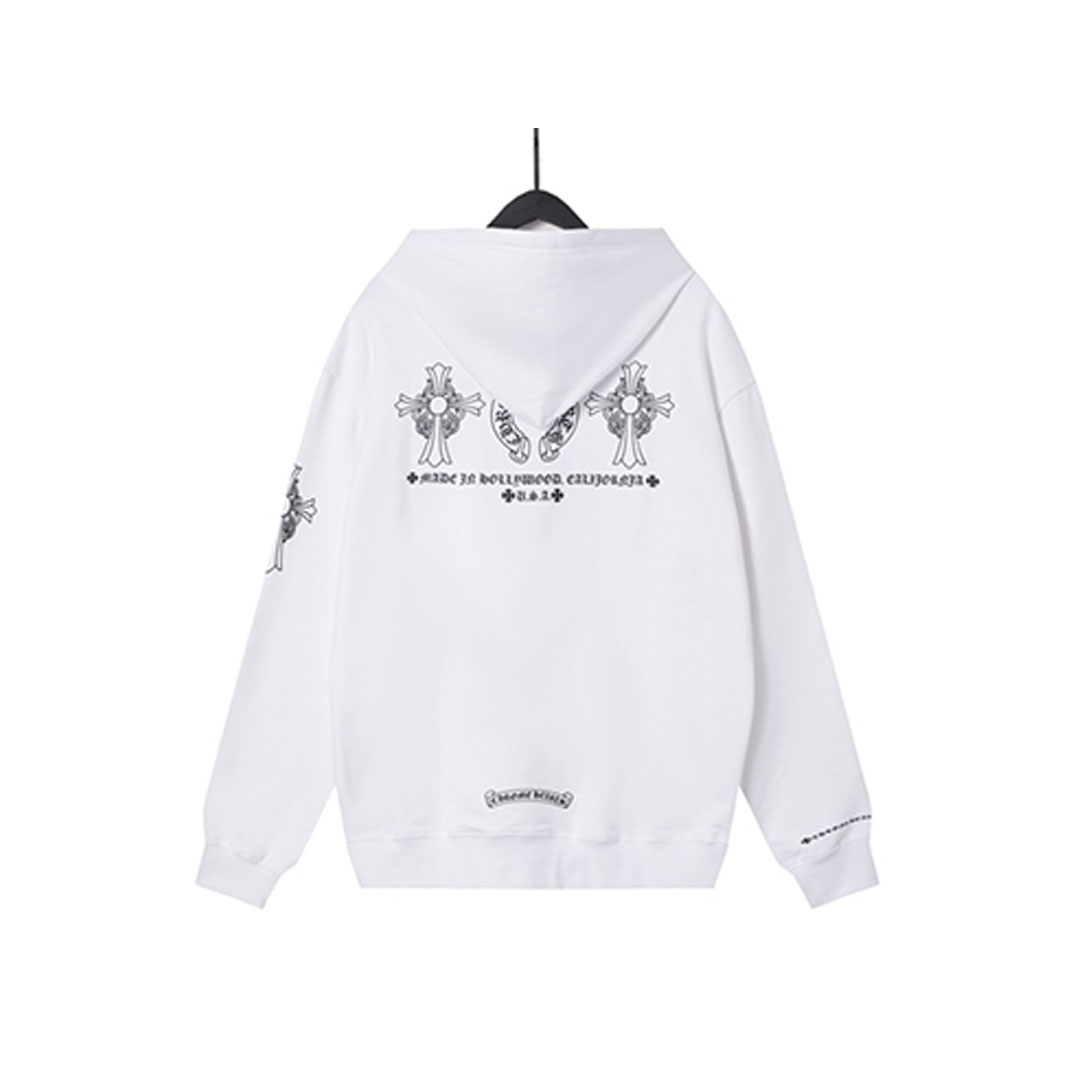 【Chrome hearts】クロウハートスウェットシャツ秋冬ホースシュークロスフード付きスウェットシャツ 男女兼用