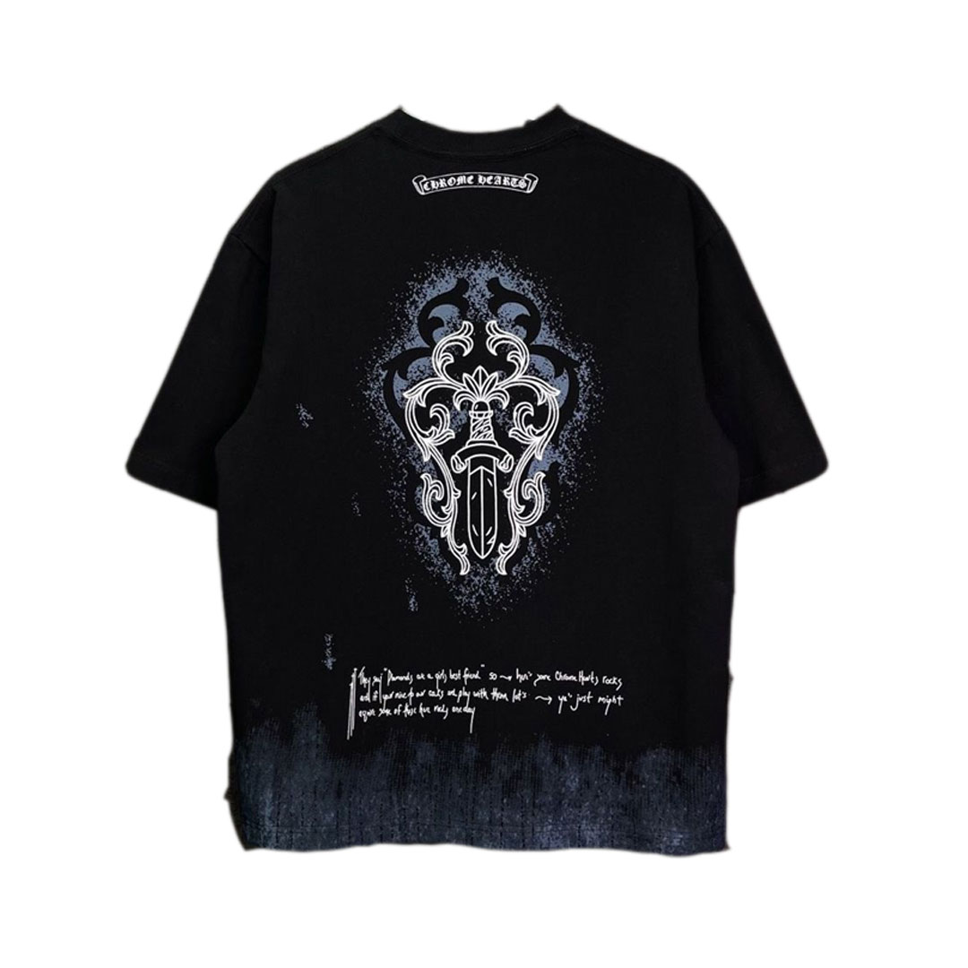 【Chrome Hearts】クロムハーツ 半袖Tシャツ クロスサンスクリットプリント 男女兼用