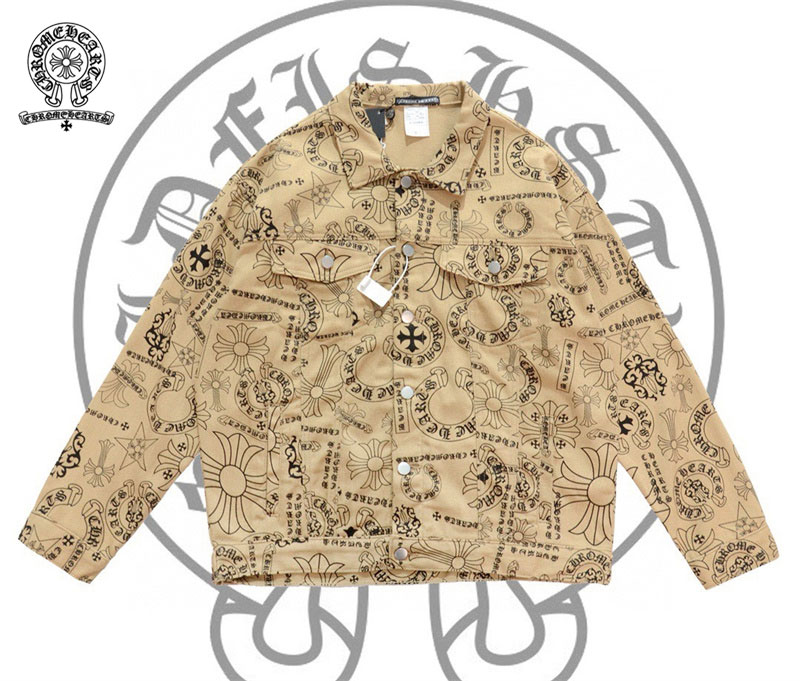 【Chrome Hearts】クロウハートクロス梵字プリントデニムジャケット メンズ レディース