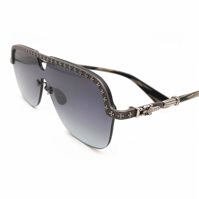 【CHROME HEARTS】クロキシンレトロな新しいサングラスハーフフレームウィンドミラーサングラス