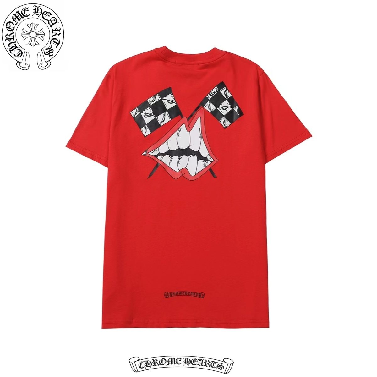 Chrome Hearts】クロムハーツ 2024 夏のビッグリップ要素半袖メンズとレディースのルーズラウンドネック T シャツ