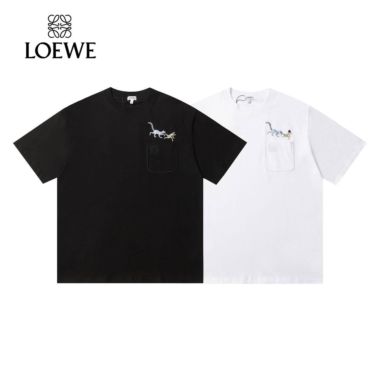 【LOEWE】【Suna】ロエベ×ラクーン ランニングポケット刺繍半袖Tシャツ