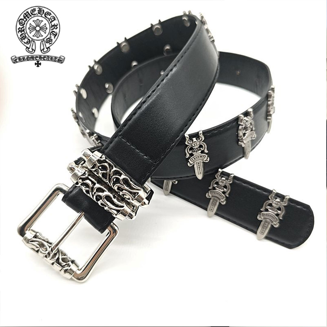 【Chrome Hearts】クロムハーツ リベット聖剣装飾 レトロデニムベルト ベルト