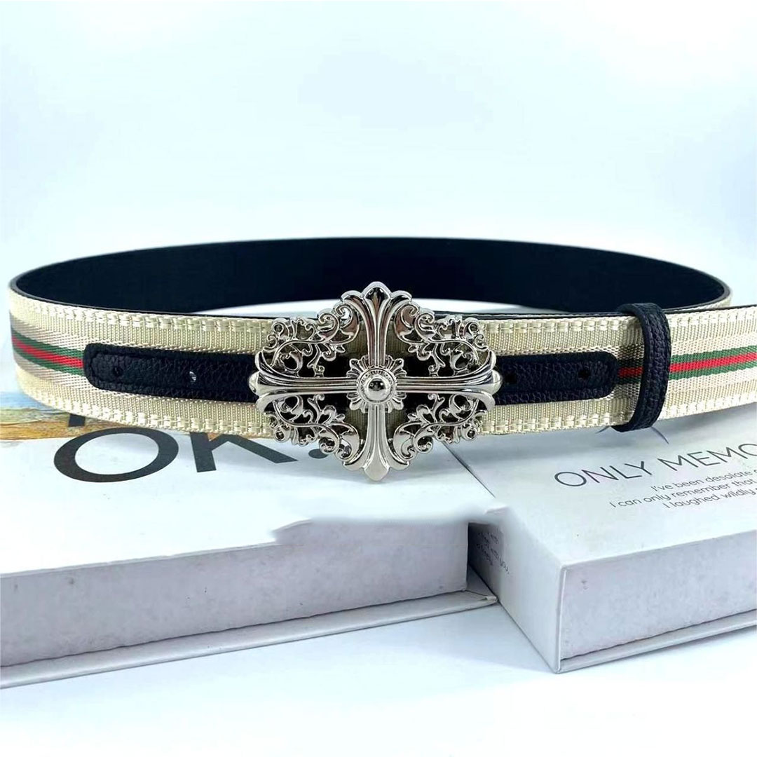 【Chrome Hearts】クロムハーツ  ベルト エンボスクロス ホローベルト男女兼用