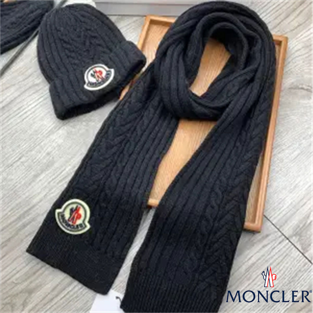 【今日注文なら、もう一つ無料サービス】【MONCLER】モンクレール クラシック スーツ ソリッドカラー 暖かい帽子 スカーフ