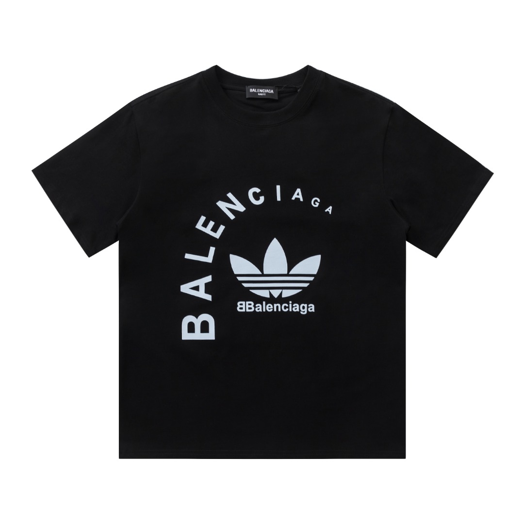 【BALENCIAGA】【Adidas】バレンシアガ/アディダス 2024新ロゴプリント半袖Tシャツ
