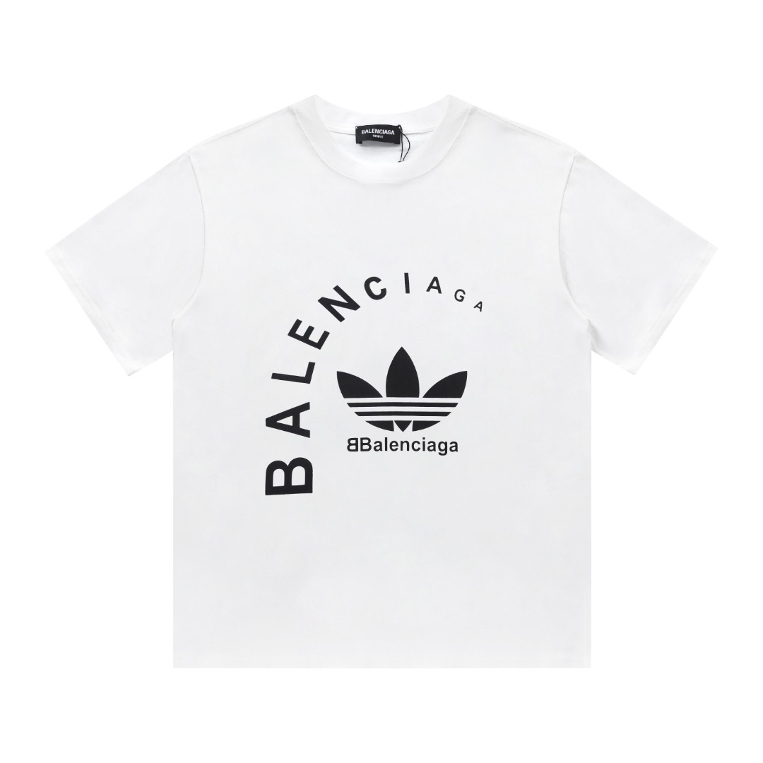 【BALENCIAGA】【Adidas】バレンシアガ/アディダス 2024新ロゴプリント半袖Tシャツ