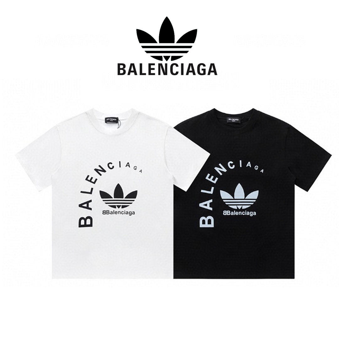 【BALENCIAGA】【Adidas】バレンシアガ/アディダス 2024新ロゴプリント半袖Tシャツ