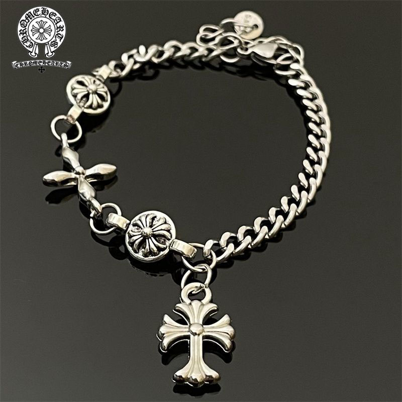 【Chrome Hearts】クロムハーツ クロスフラワーカップルブレスレット 男女兼用