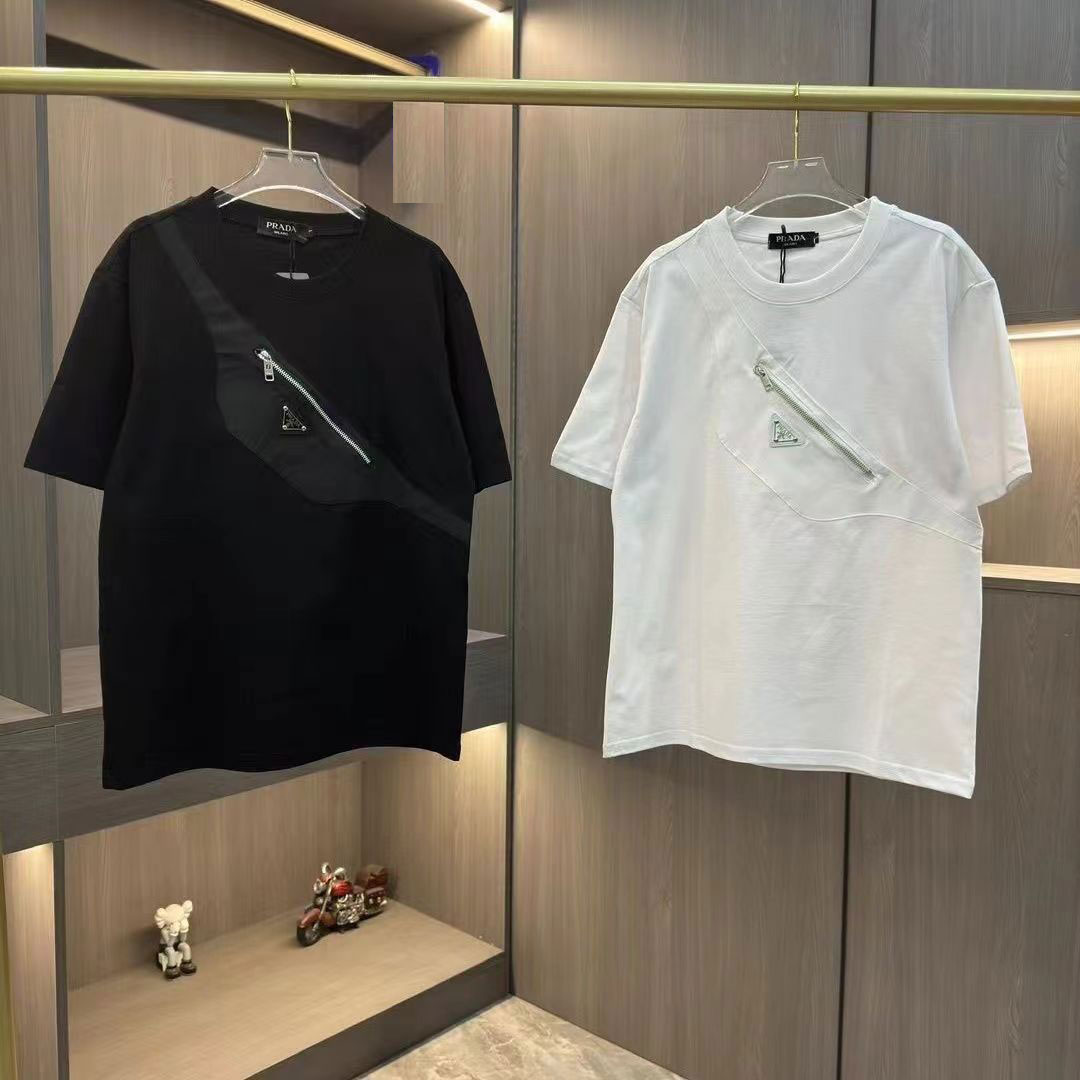 【PRADA】プラダ 夏用 ショルダーバッグ ジッパー Tシャツ 半袖 男女兼用