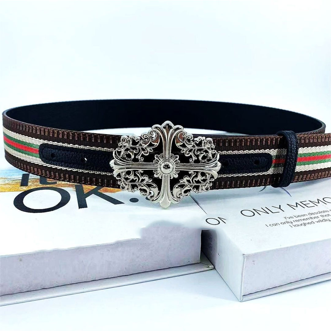 【Chrome Hearts】クロムハーツ  ベルト エンボスクロス ホローベルト男女兼用