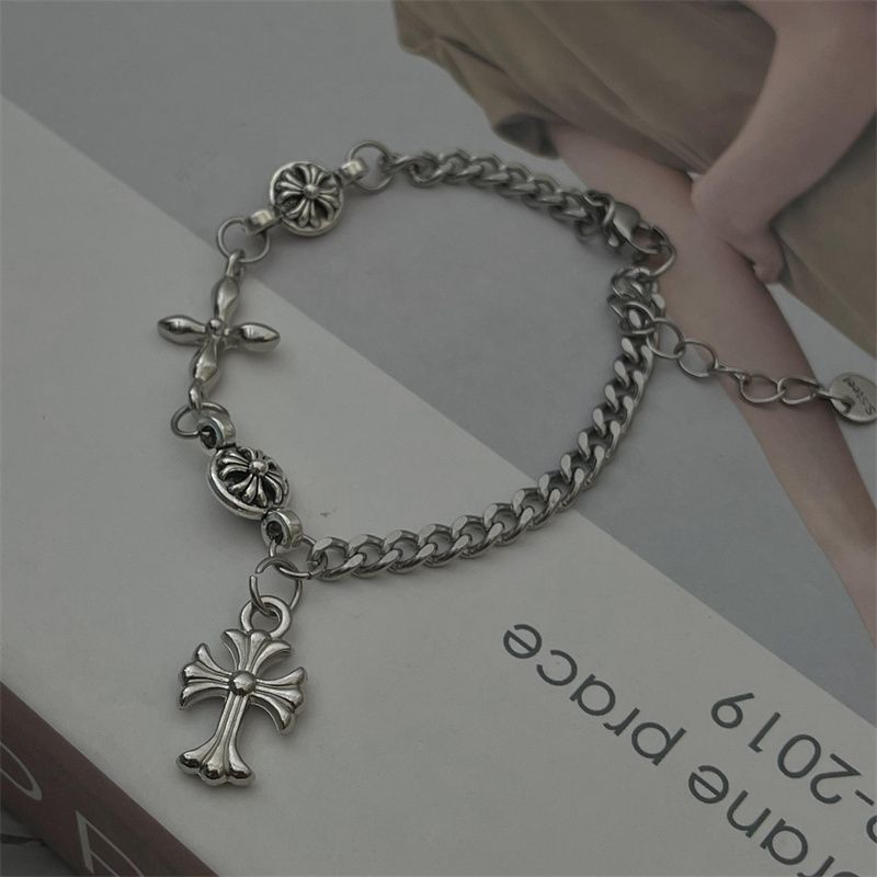 【Chrome Hearts】クロムハーツ クロスフラワーカップルブレスレット 男女兼用