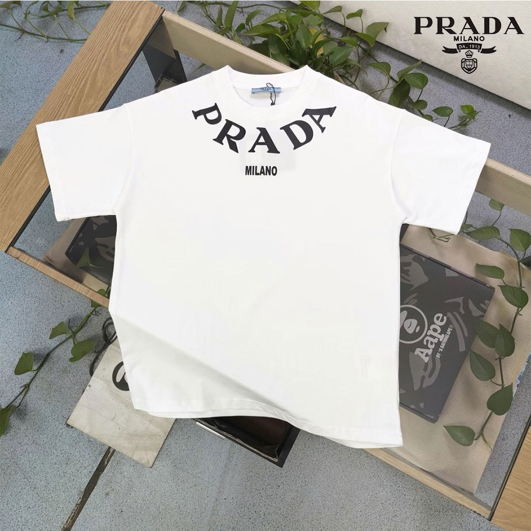 【Prada】  プラダ新作半袖カジュアルルーズTシャツカップル半袖