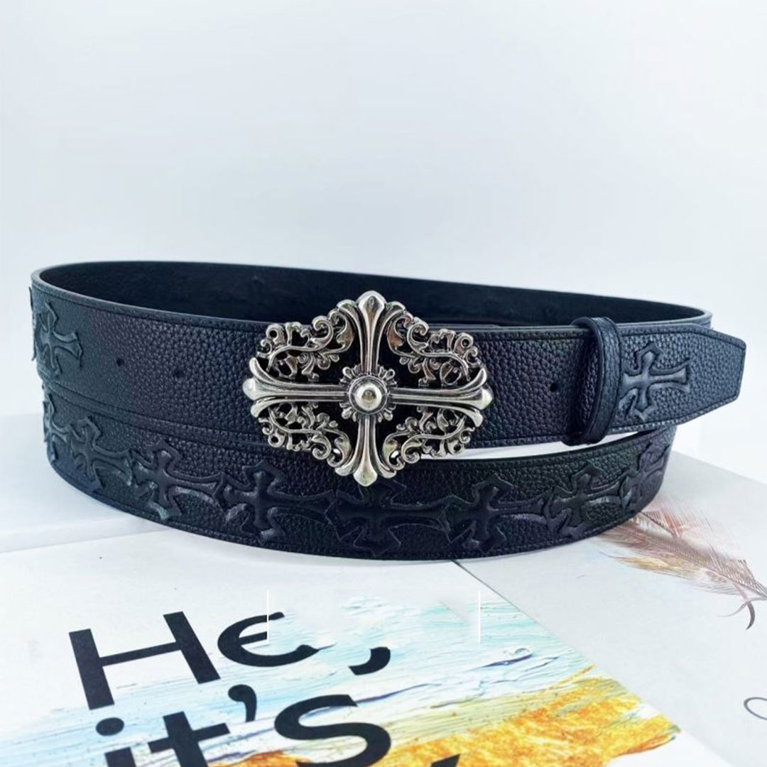 【Chrome Hearts】クロムハーツ  ベルト エンボスクロス ホローベルト男女兼用