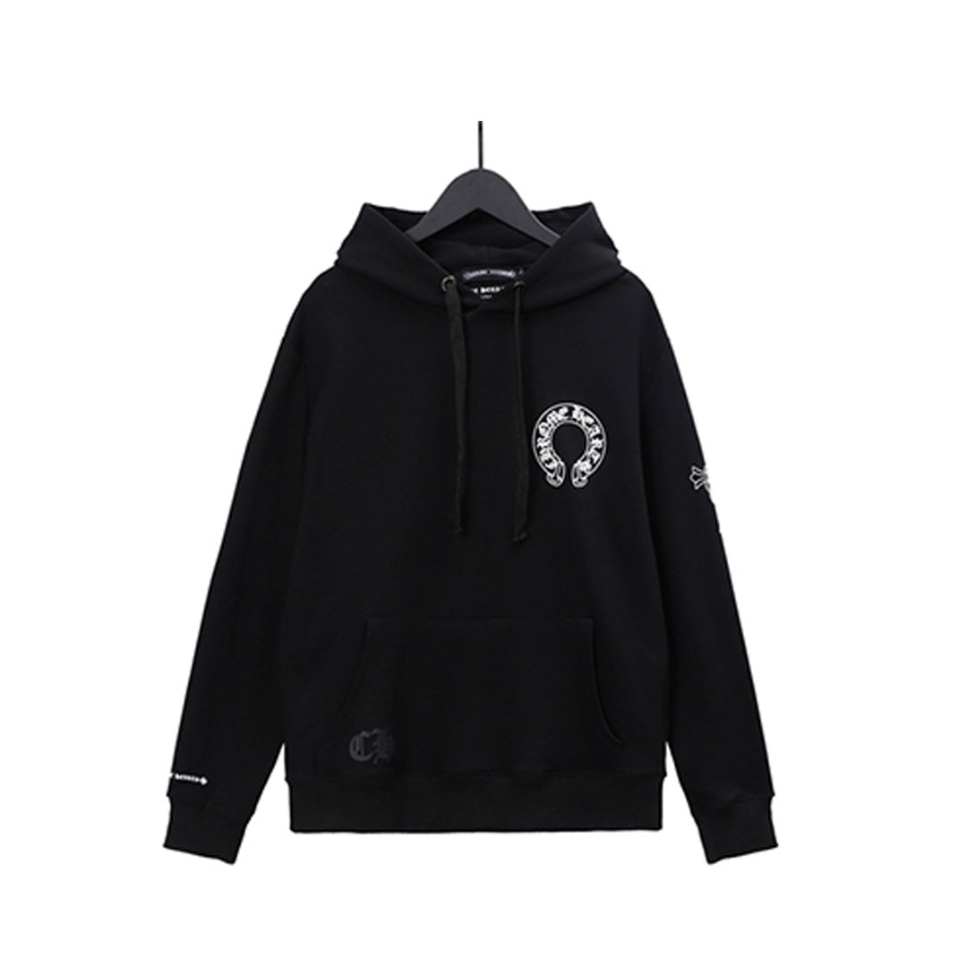 【Chrome hearts】クロウハートスウェットシャツ秋冬ホースシュークロスフード付きスウェットシャツ 男女兼用