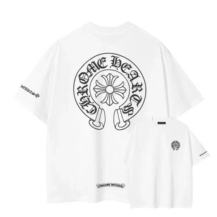 【Chrome Hearts】 【今日注文なら、もう一つ無料サービス】 クロムハーツ2025年夏 半袖 レタークロス フラワー ラウンドネック Tシャツ 男女兼用