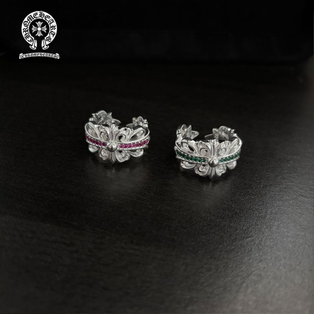 【Chrome hearts】クロムハーツ ダイヤモンドクロスアイリスリングエターナルハートオープンリング男女兼用