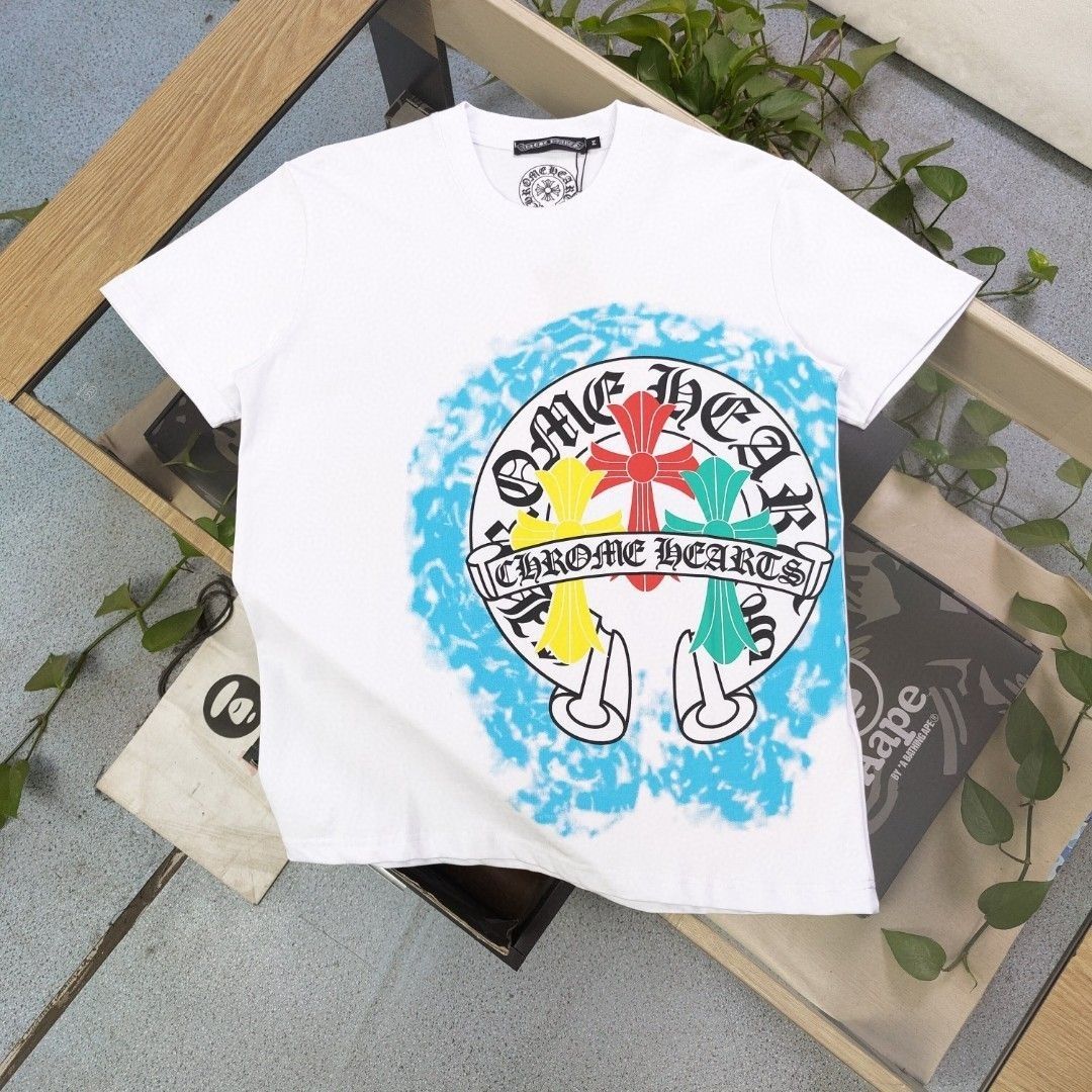 【Chrome Hearts】クロウハートクロス半袖Tシャツ ユニセックス半袖ラウンドネックTシャツ