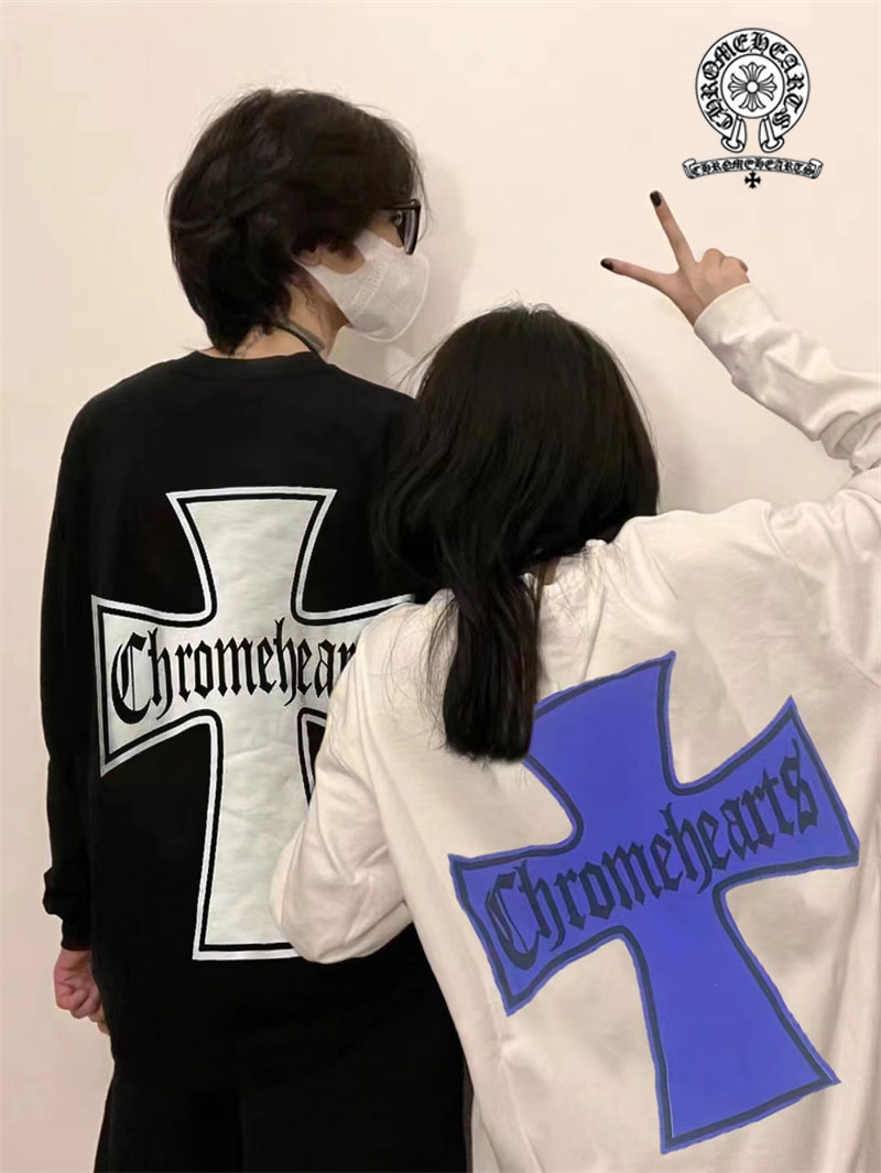 【Chrome hearts】クロウ ハート クロス プリント ラウンドネック カップル スウェットシャツ