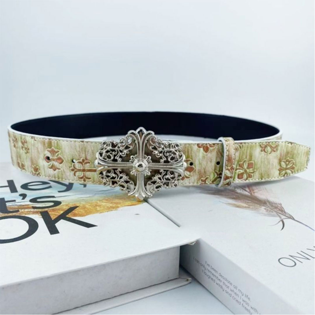 【Chrome Hearts】クロムハーツ  ベルト エンボスクロス ホローベルト男女兼用