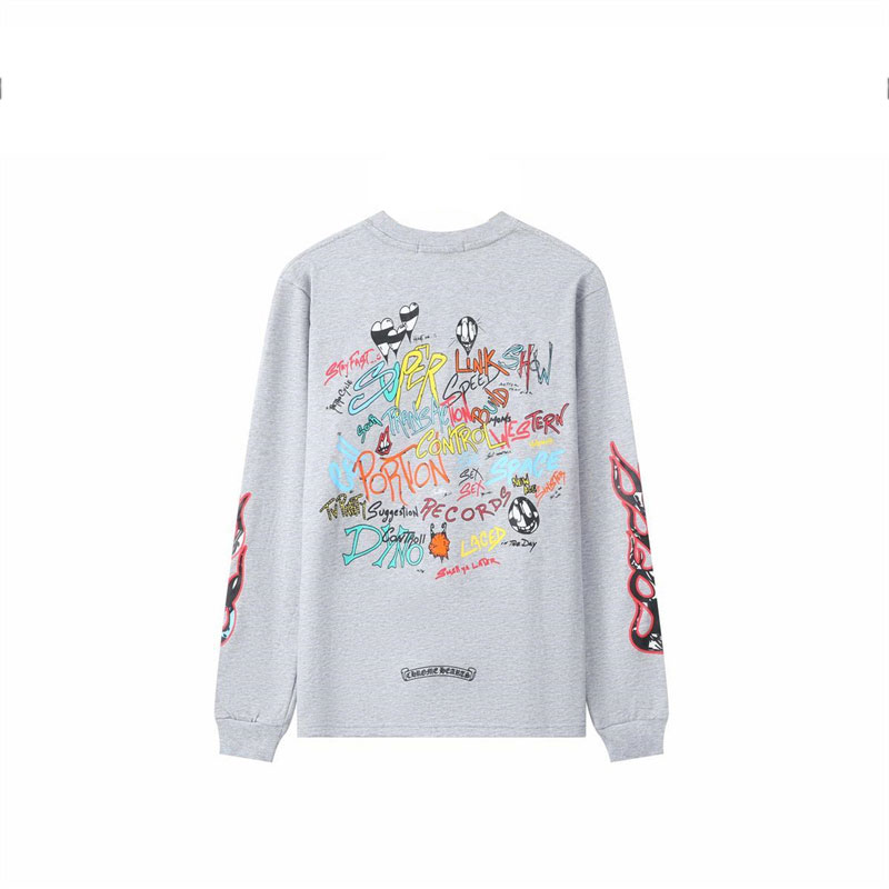 【Chrome Hearts】クロウハート カラーレター グラフィティ 長袖 Tシャツ ユニフォーム 男女兼用