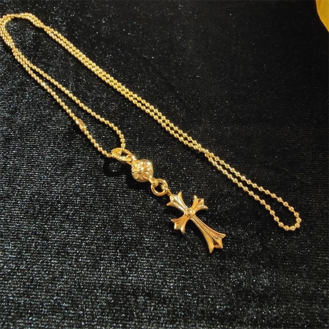 【Chrome Hearts】クロウハートクラシックボールビーズクロスネックレスペンダント  男女兼用