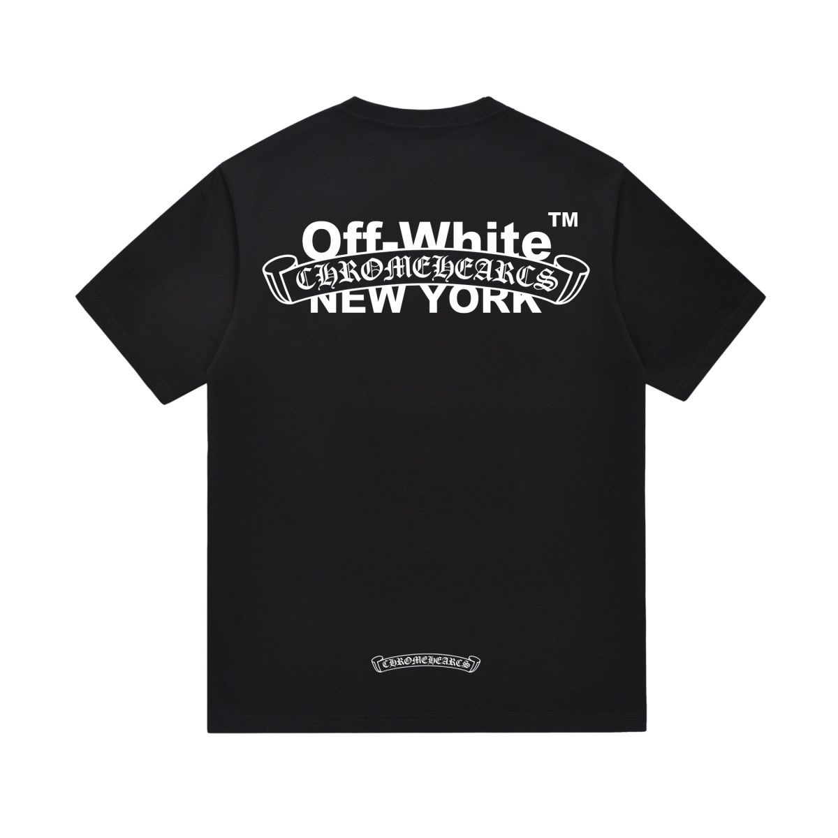 【Chrome Hearts】【offwhite】オフホワイトクロムハーツジョイント刺繍半袖Tシャツ男女兼用