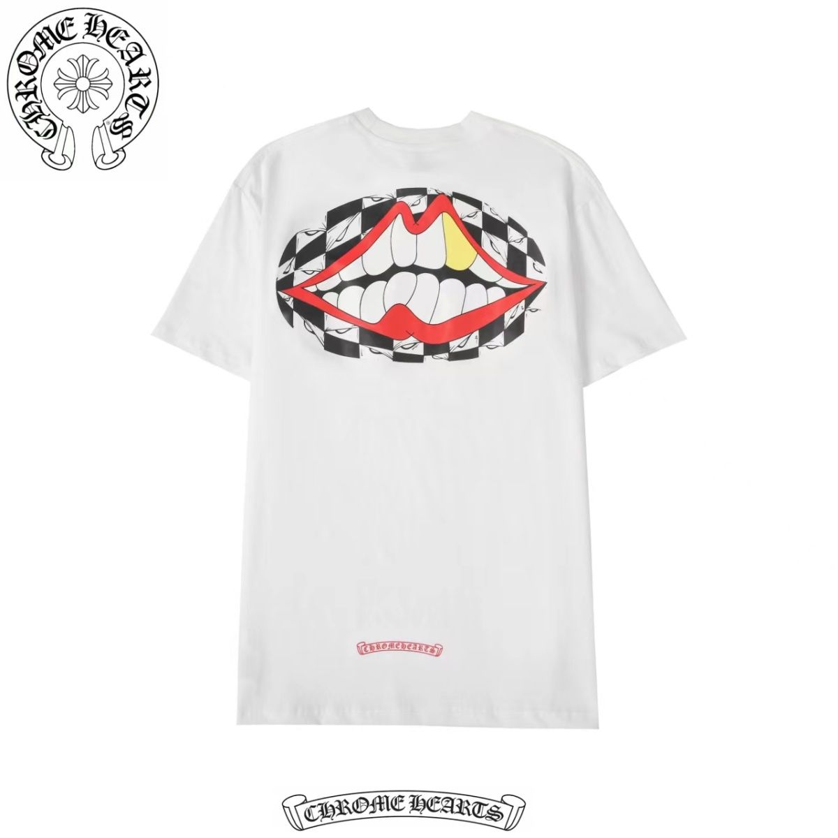 Chrome Hearts】クロムハーツ 2024 夏のビッグリップ要素半袖メンズとレディースのルーズラウンドネック T シャツ