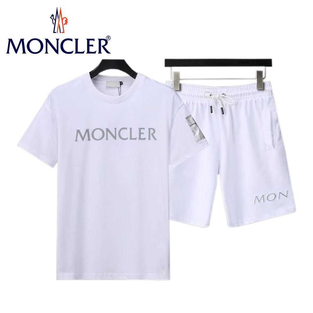 【MONCLER】モンクレール  新しいメンズレター半袖Tシャツルーズラウンドネック5分丈ショートパンツスーツ