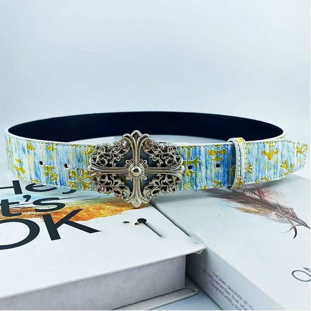 【Chrome Hearts】クロムハーツ  ベルト エンボスクロス ホローベルト男女兼用