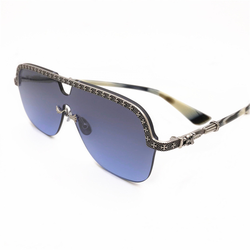 【CHROME HEARTS】クロキシンレトロな新しいサングラスハーフフレームウィンドミラーサングラス