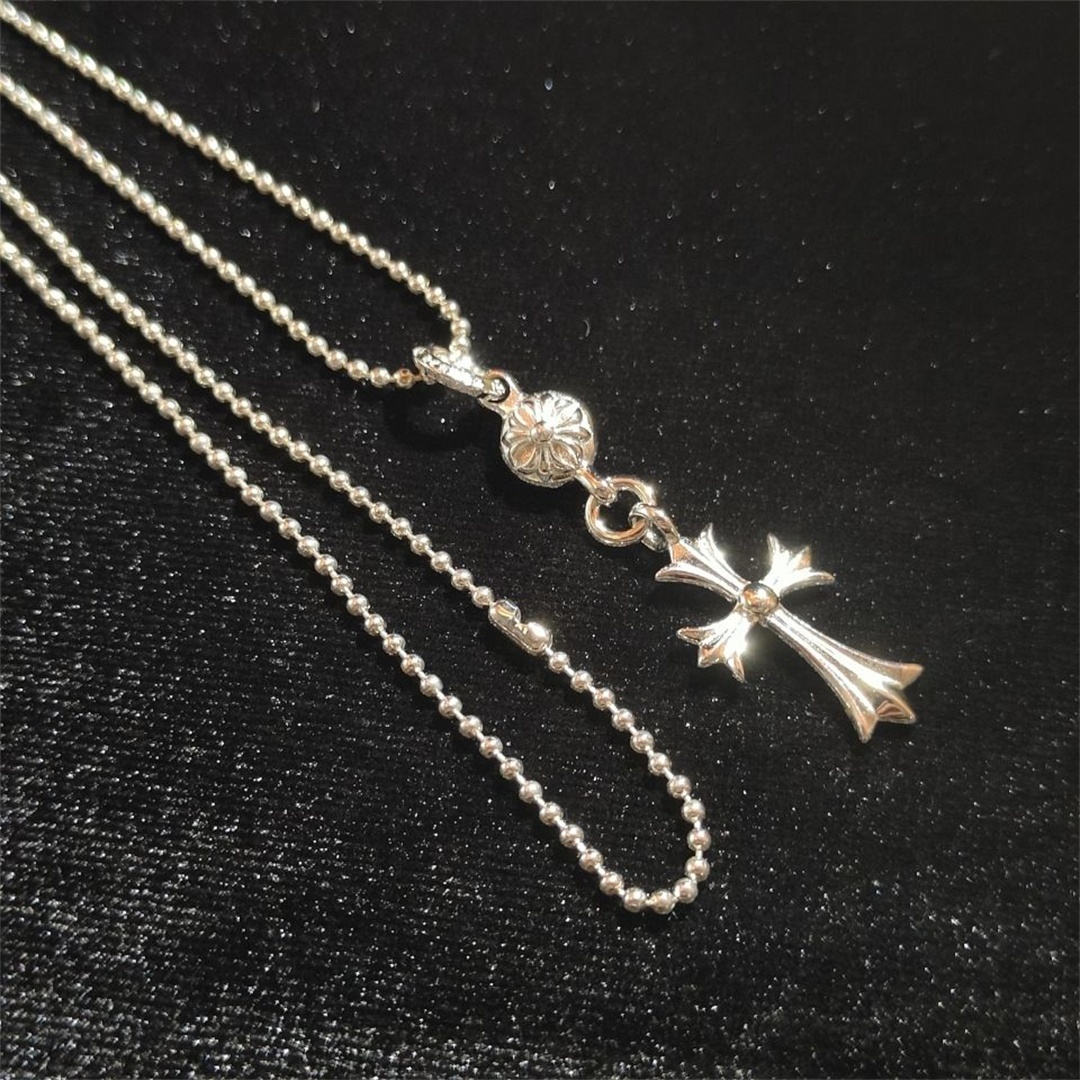 【Chrome Hearts】クロウハートクラシックボールビーズクロスネックレスペンダント  男女兼用