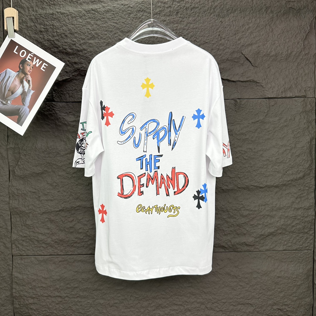 【Chrome Hearts】クロムハーツ カラフルクロスロゴカップル半袖Tシャツ 