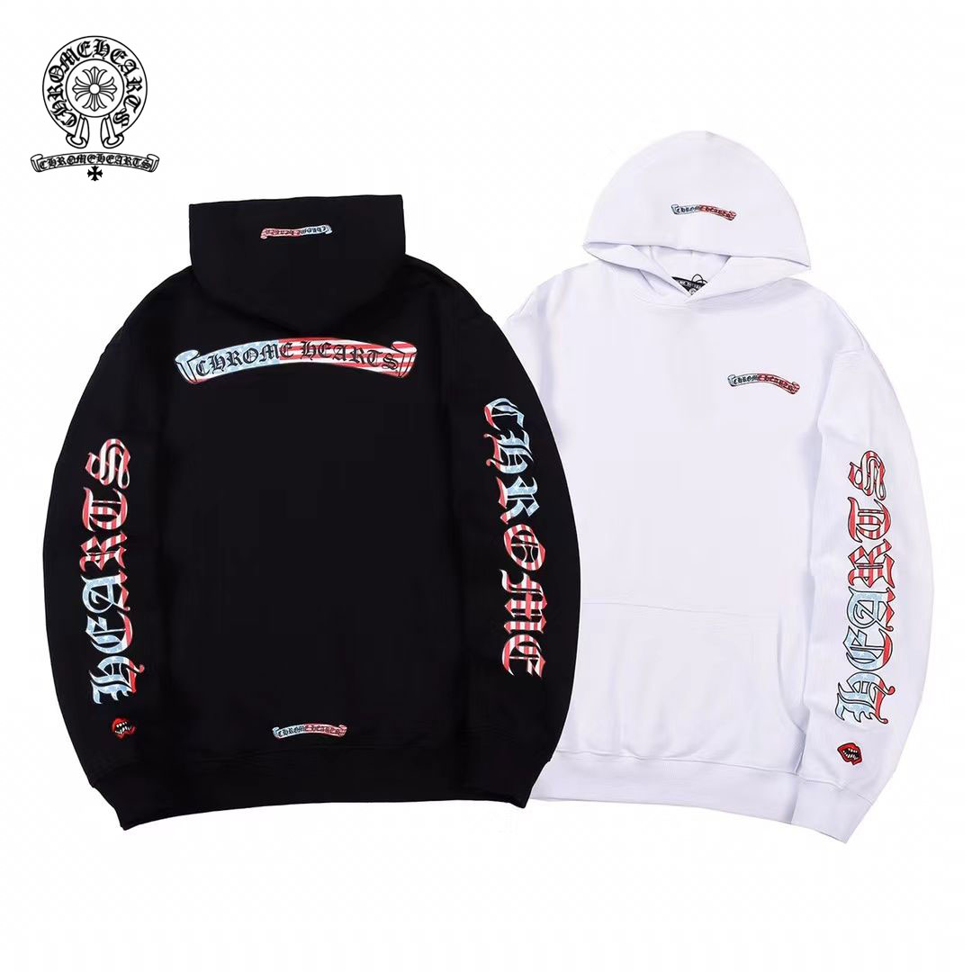 【chrome-hearts】クロウハート  スウェットシャツ グラデーション サンスクリット文字プリント フード付き カジュアル ルーズ ジャケット 男女兼用