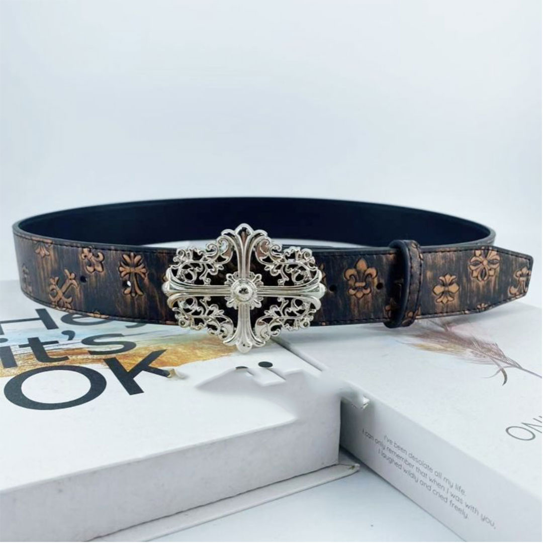 【Chrome Hearts】クロムハーツ  ベルト エンボスクロス ホローベルト男女兼用