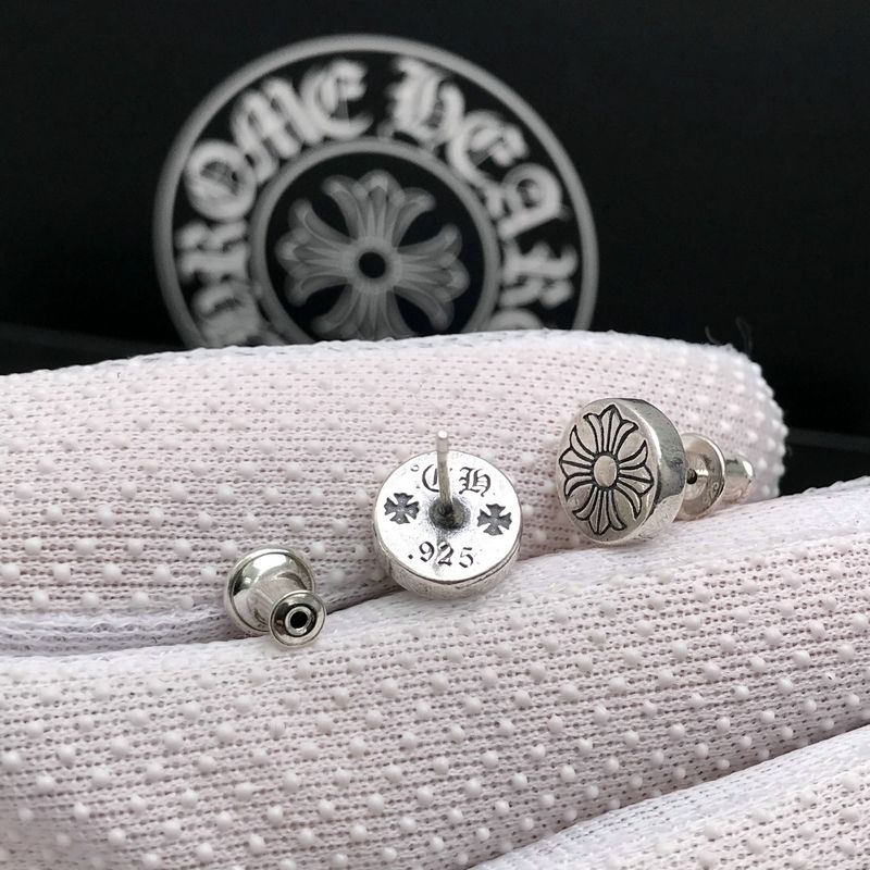 【Chrome Hearts】クロムハーツ 925 スターリングシルバー クロス オリジナル イヤープラグ イヤリング 男女兼用 パンク クロス フラワー レトロ イヤリング