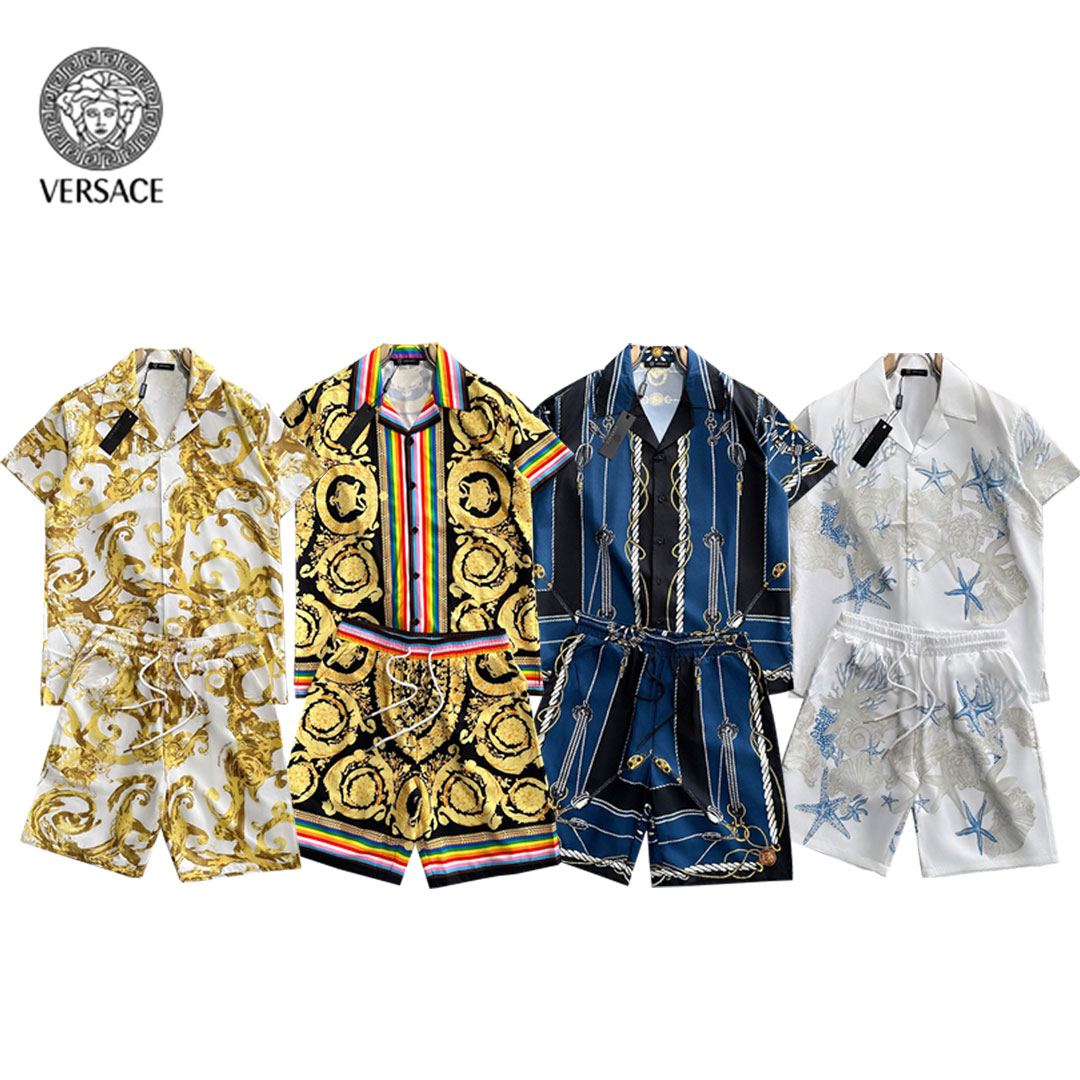 【Versace】【トップス + パンツ】ヴェルサーチ 2025年夏 ロゴ フルプリント スーツ 男女兼用
