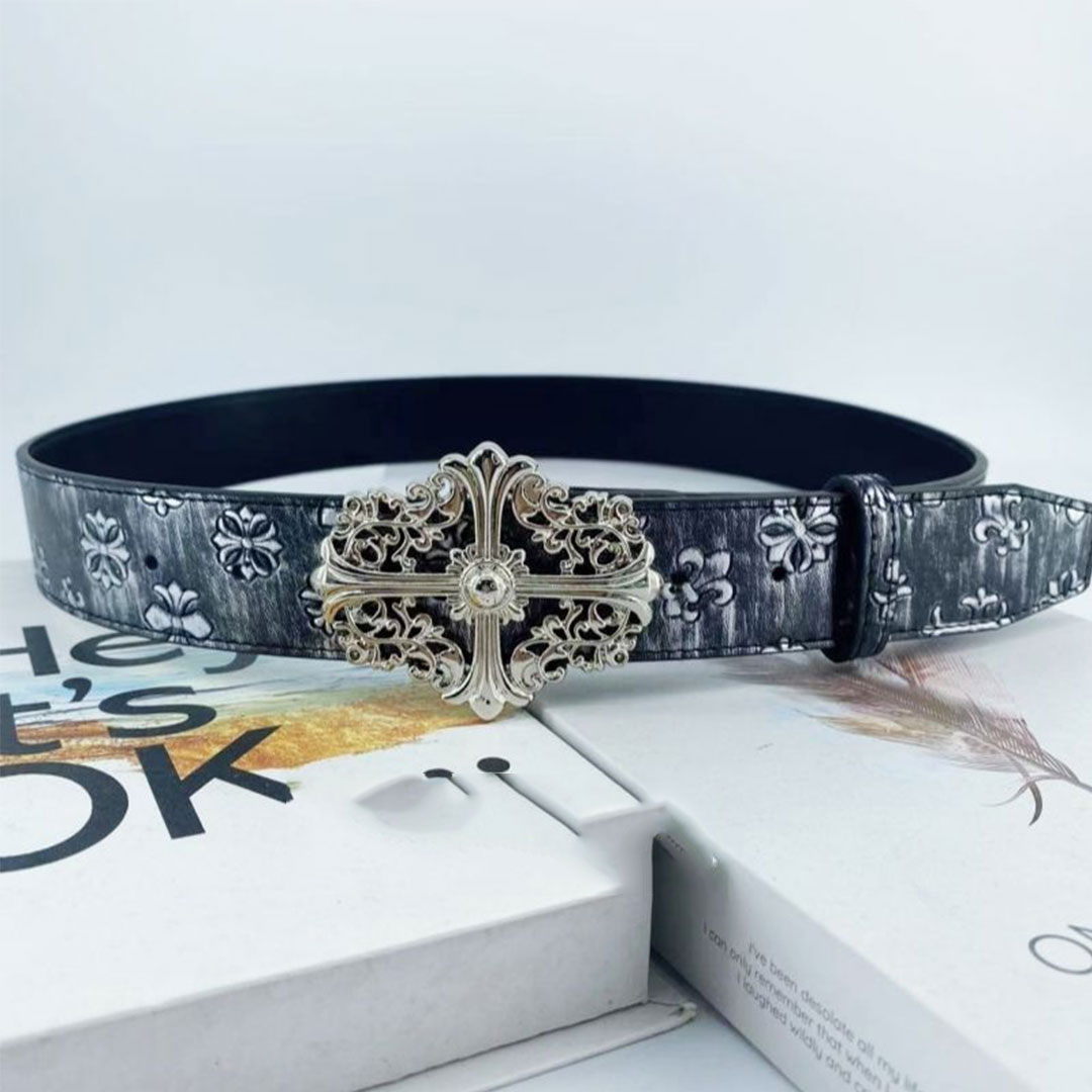 【Chrome Hearts】クロムハーツ  ベルト エンボスクロス ホローベルト男女兼用