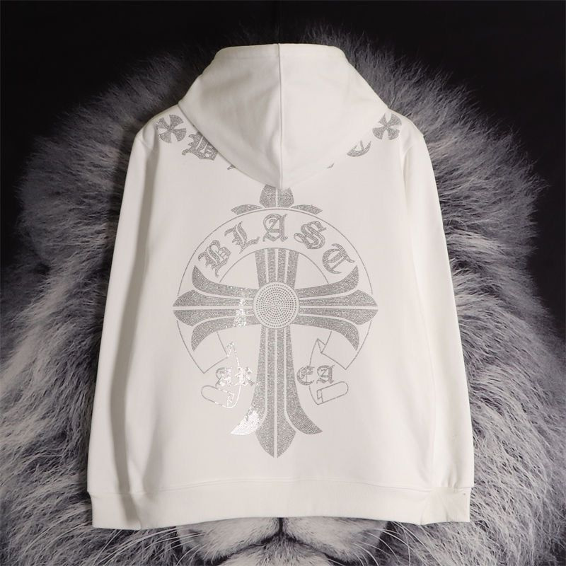 【今日注文なら、もう一つ無料サービス】 Chrome Hearts クロワハートクロス長袖フード付きスウェットシャツ  男女兼用