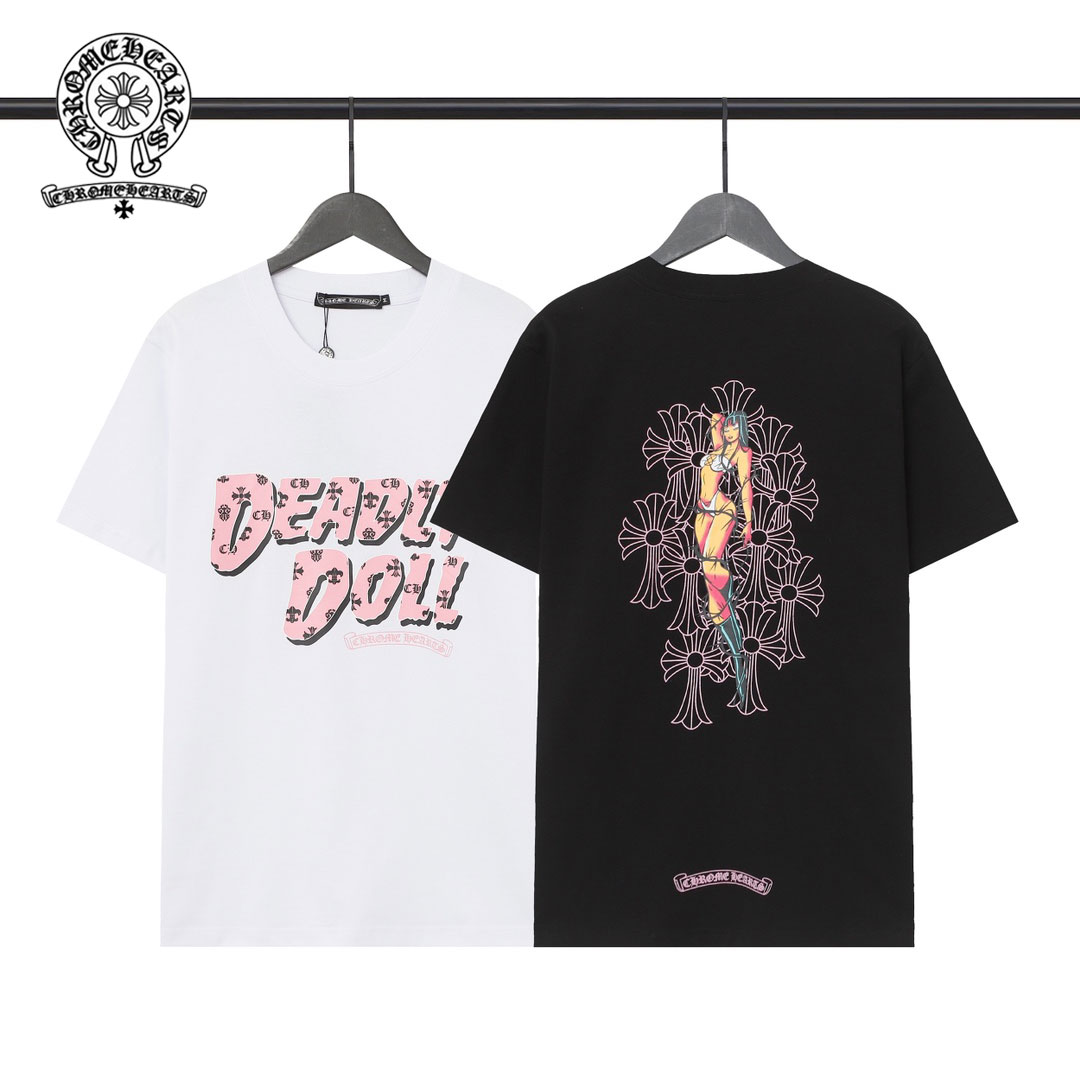 【Chrome Hearts】クロムハーツ 半袖 マイアミ ホッティーズ ピンク クロス CH プリント Tシャツ
