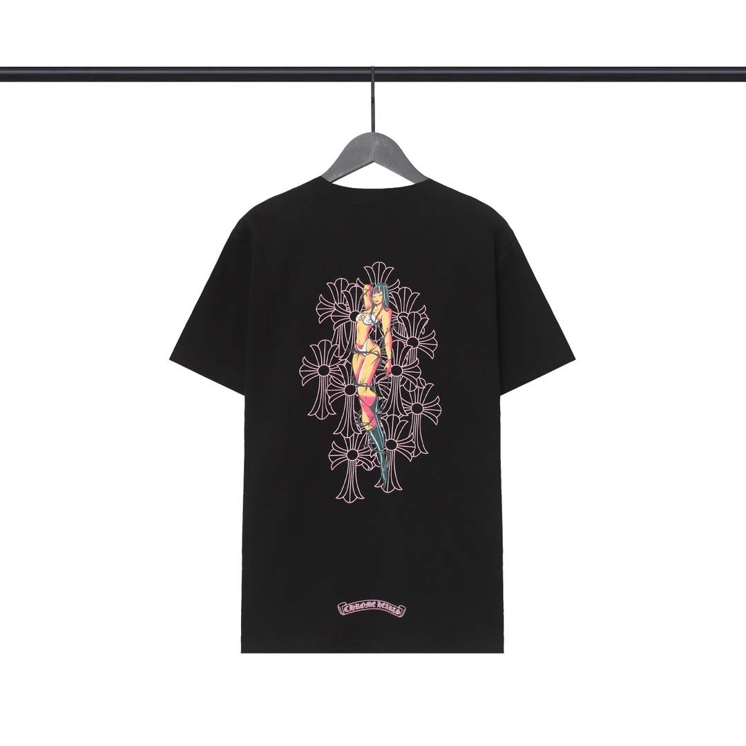 【Chrome Hearts】クロムハーツ 半袖 マイアミ ホッティーズ ピンク クロス CH プリント Tシャツ
