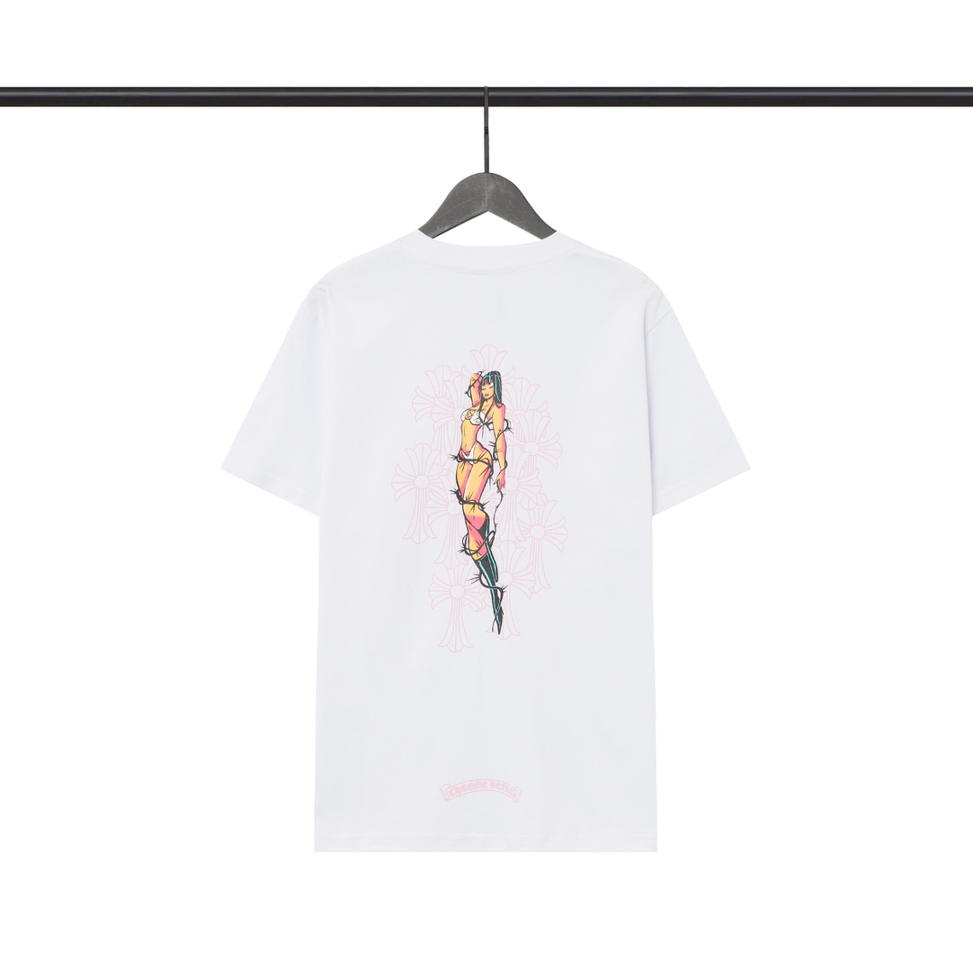 【Chrome Hearts】クロムハーツ 半袖 マイアミ ホッティーズ ピンク クロス CH プリント Tシャツ