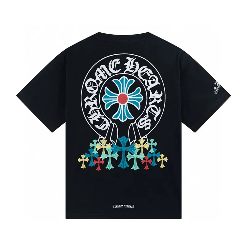 【今日注文なら、もう一つ無料サービス】【Chrome Hearts】クロムハーツ クロスプリント半袖Tシャツ 男女兼用