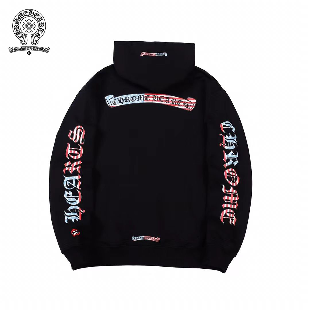 【chrome-hearts】クロウハート  スウェットシャツ グラデーション サンスクリット文字プリント フード付き カジュアル ルーズ ジャケット 男女兼用