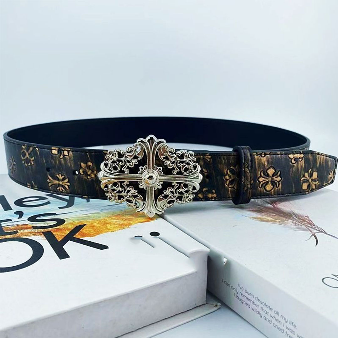 【Chrome Hearts】クロムハーツ  ベルト エンボスクロス ホローベルト男女兼用