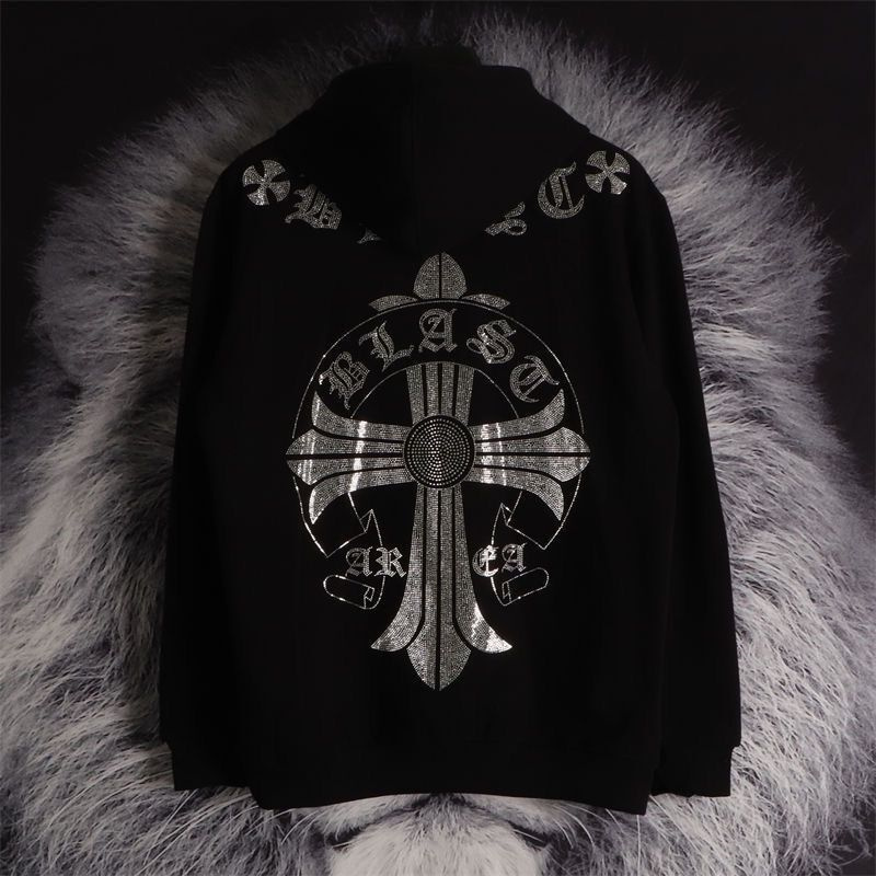 【今日注文なら、もう一つ無料サービス】 Chrome Hearts クロワハートクロス長袖フード付きスウェットシャツ  男女兼用