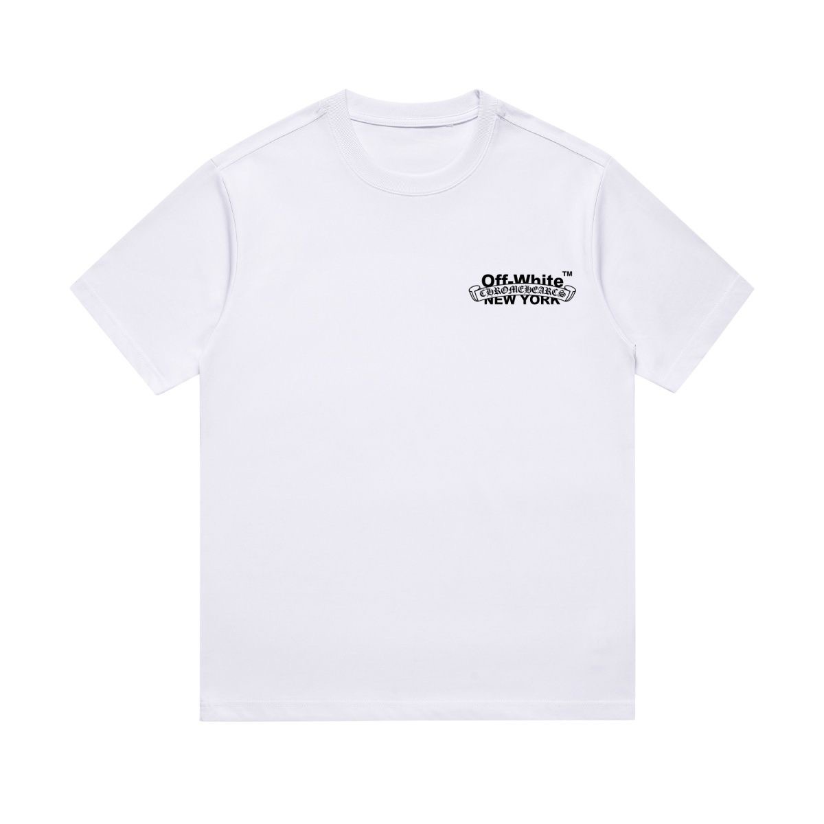 【Chrome Hearts】【offwhite】オフホワイトクロムハーツジョイント刺繍半袖Tシャツ男女兼用
