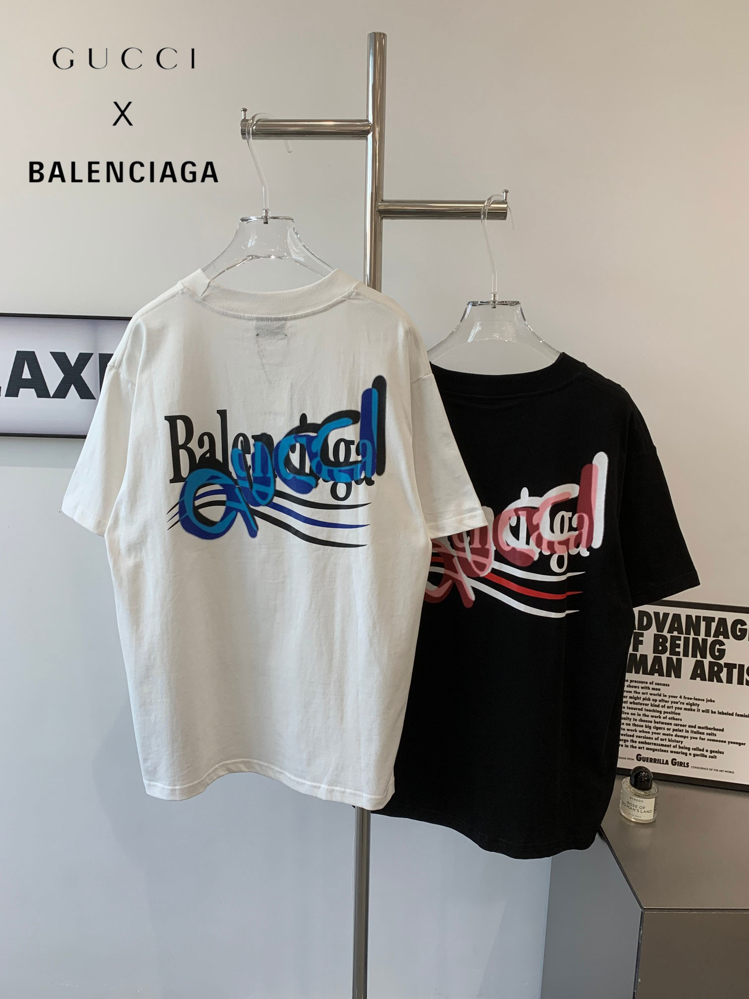 【BALENCIAGA】【GUCCI】グッチ×バレンシアガ カラフルプリント半袖男女カップル