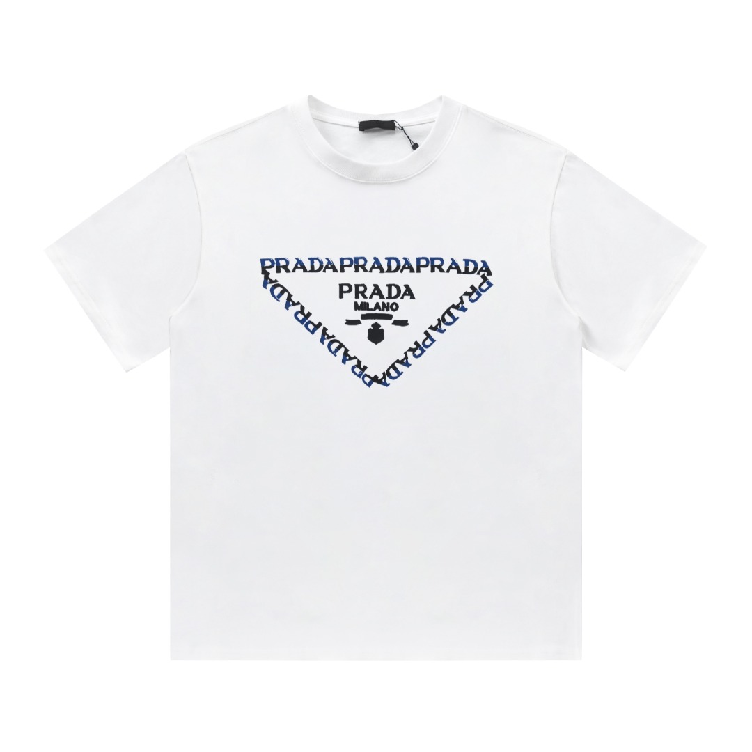 【PRADA】PRADA プラダの新作 ジャガードニット ラウンドネック Tシャツ 半袖