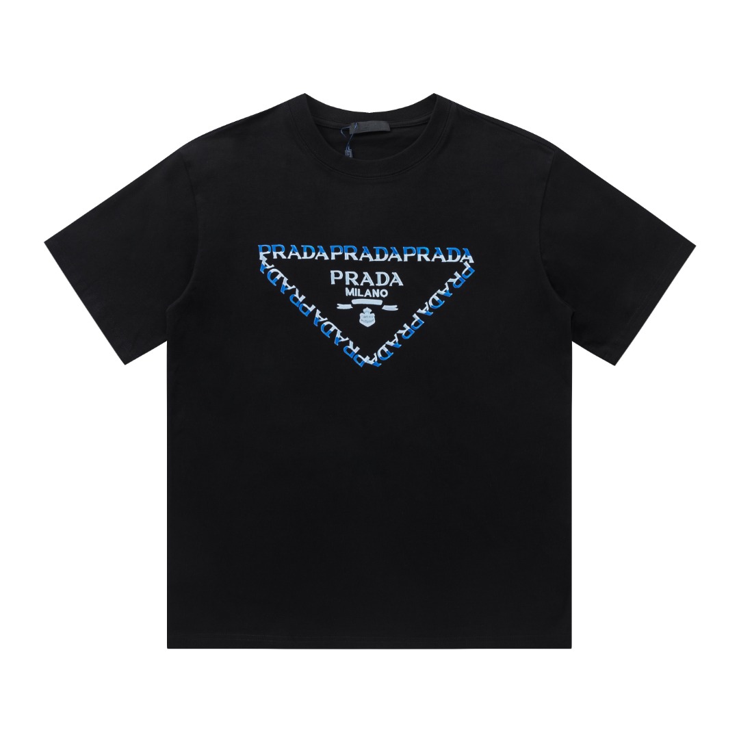 【PRADA】PRADA プラダの新作 ジャガードニット ラウンドネック Tシャツ 半袖